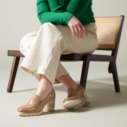 Paul Green - Loafer i varm sand med plateau og h�l - 3784