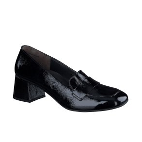Paul Green - Loafer i sort lak med moderat h�l - 3928