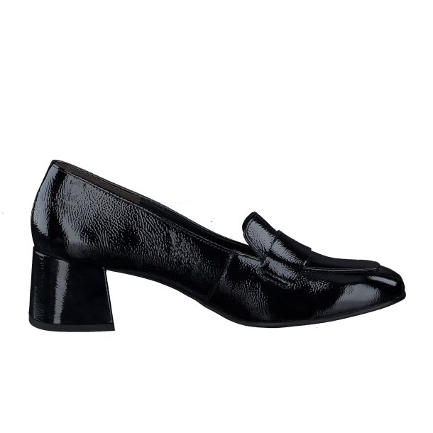 Paul Green - Loafer i sort lak med moderat h�l - 3928