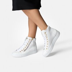 Paul Green - Ankelstvle i hvid med guld-detaljer - 4024