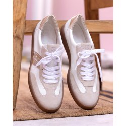 Paul Green - Sneakers med snre i hvid skind med platin - 5437