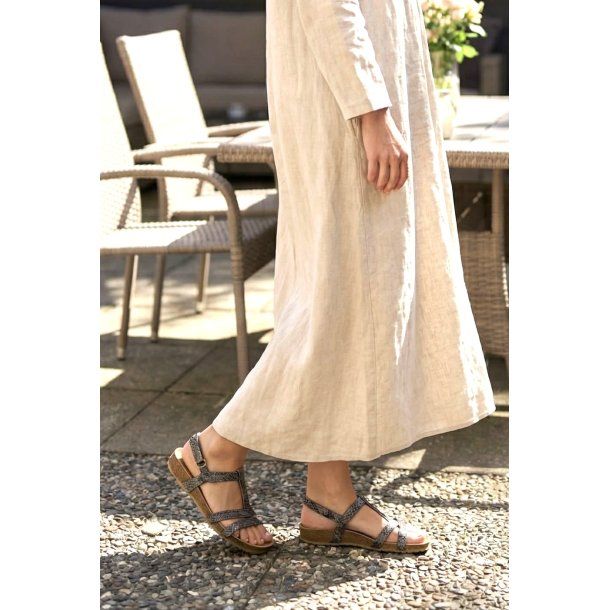 Art - Flad sandal i gr� snake - 0946S