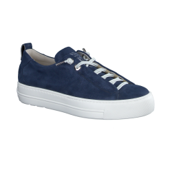 Paul Green - Sneakers i bl med plateau og elastiksnre - 5017