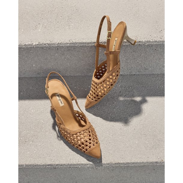 Paul Green - Pumps i camel flet med slingback og lille hl - 6144