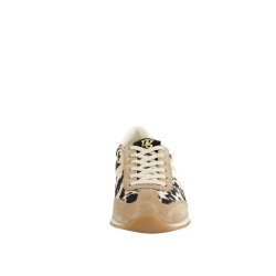 Paul Green - Sneakers med snre i sand og leopard - 5453