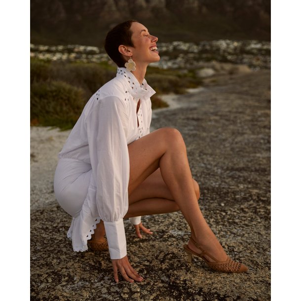 Paul Green - Pumps i camel flet med slingback og lille hl - 6144