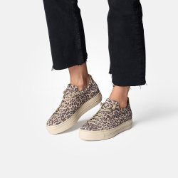 Paul Green - Sneakers i lys leopard med elastiksnre og plateau - 5317