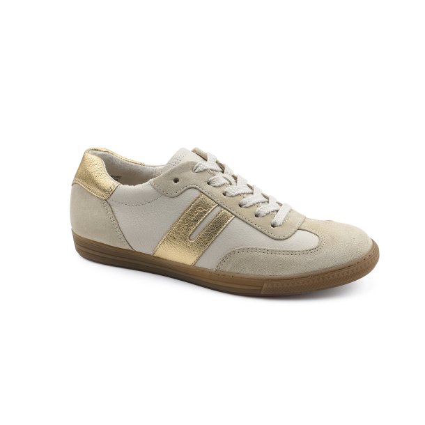 Paul Green - Sneakers i beige og guld med snre og lav sl - 5350