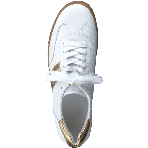 Paul Green - Sneakers i hvid og guld med snre og lav sl - 5350