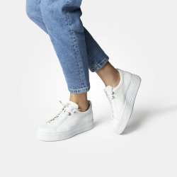 Paul Green - Sneakers i hvid med plateau og elastiksnre - 5417