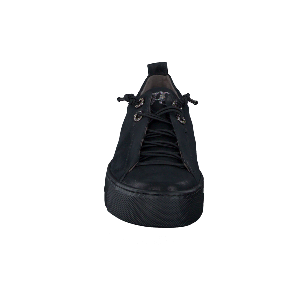 Paul Green - Sneakers i shiny sort med plateau og elastiksnre - 5417