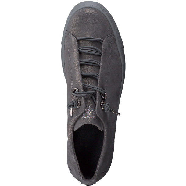 Paul Green - Sneakers i shiny gr med plateau og elastiksnre - 5417 