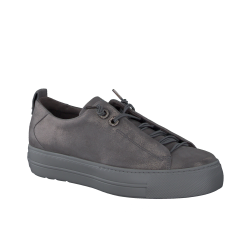 Paul Green - Sneakers i shiny gr med plateau og elastiksnre - 5417 