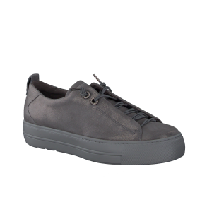 Paul Green - Sneakers i shiny gr med plateau og elastiksnre - 5417 