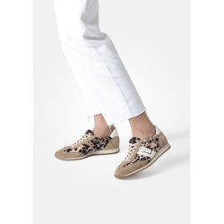 Paul Green - Sneakers med snre i sand og leopard - 5453