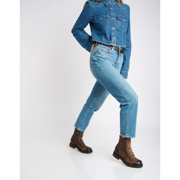 Airstep - St�vlette i brun ruskind med sm� nitter 