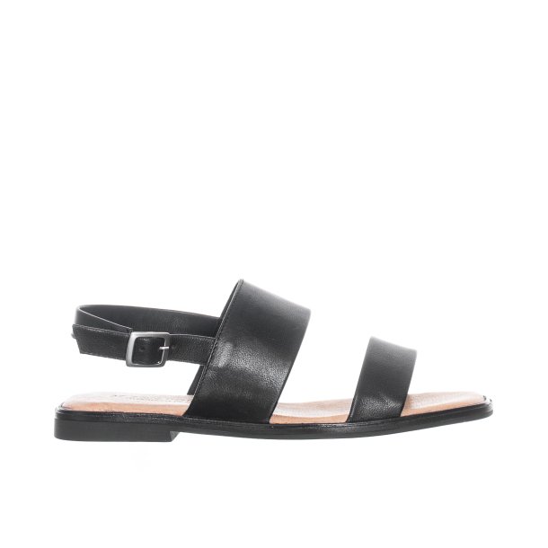 Ten Points - Flad sandal i sort med hlrem - 60339