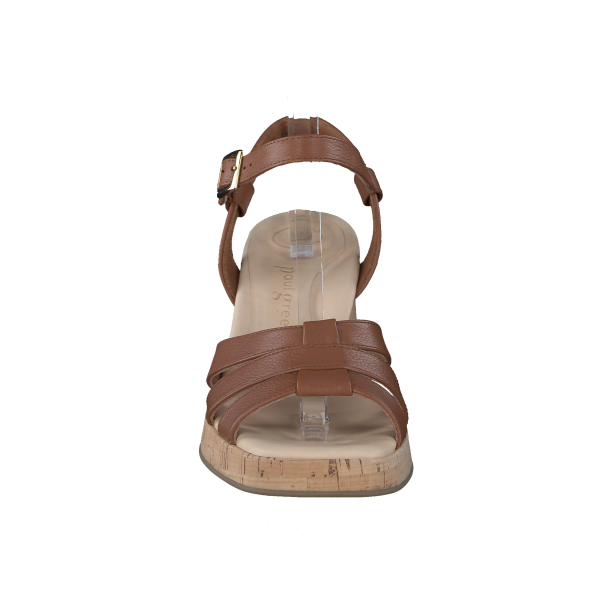 Paul Green - Sandal i cognac med korkhl - 6073