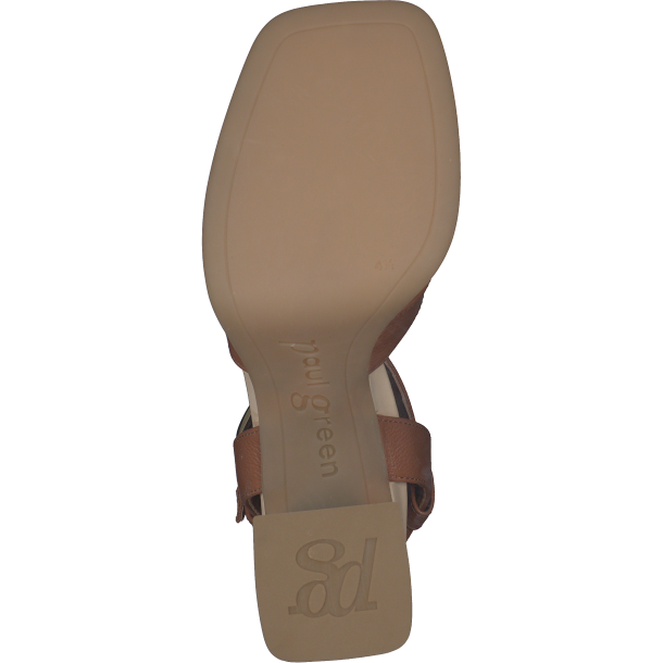Paul Green - Sandal i cognac med korkhl - 6073