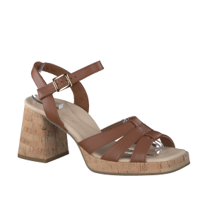 Paul Green - Sandal i cognac med korkhl - 6073