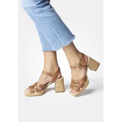 Paul Green - Sandal i cognac med korkhl - 6073