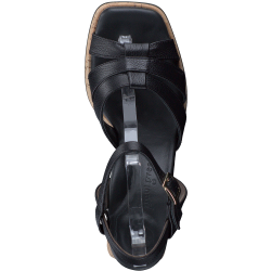 Paul Green - Sandal i sort med korkhl - 6073