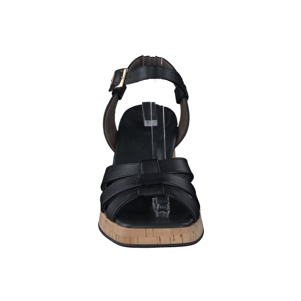 Paul Green - Sandal i sort med korkhl - 6073