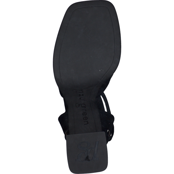 Paul Green - Sandal i sort med korkhl - 6073