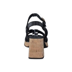 Paul Green - Sandal i sort med korkhl - 6073