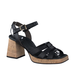 Paul Green - Sandal i sort med korkhl - 6073