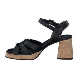 Paul Green - Sandal i sort med korkhl - 6073