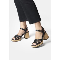 Paul Green - Sandal i sort med korkhl - 6073