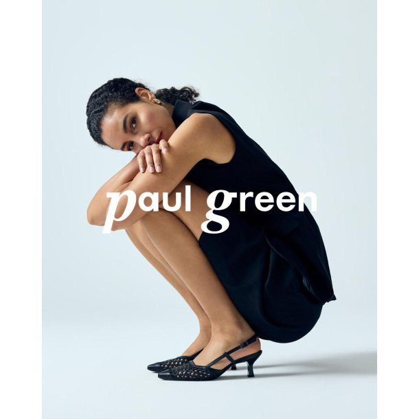 Paul Green - Pumps i sort flet med slingback og lille hl - 6144