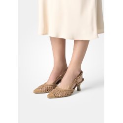 Paul Green - Pumps i camel flet med slingback og lille hl - 6144