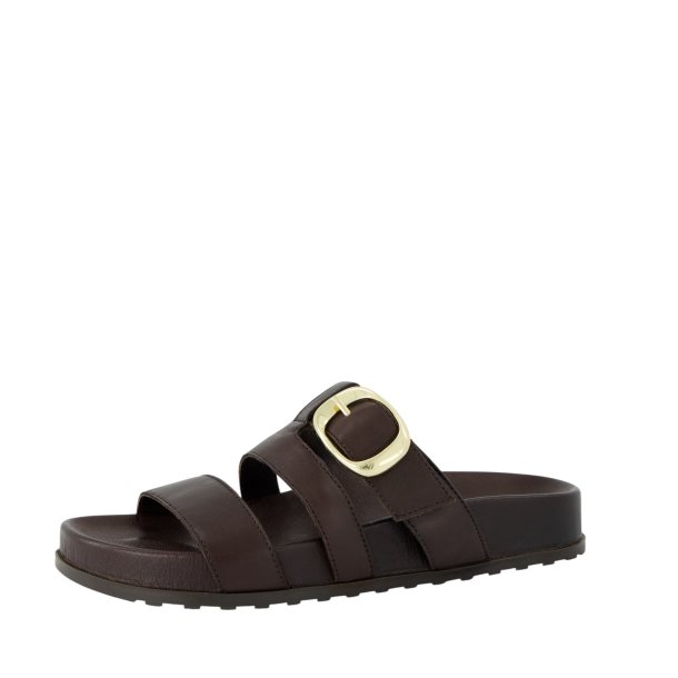 Paul Green - Slippers i m�rkebrun med guldsp�nder - 6171