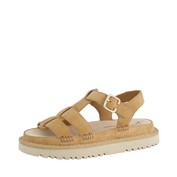 Paul Green - Sandal i camel ruskind med grov s�l - 6176