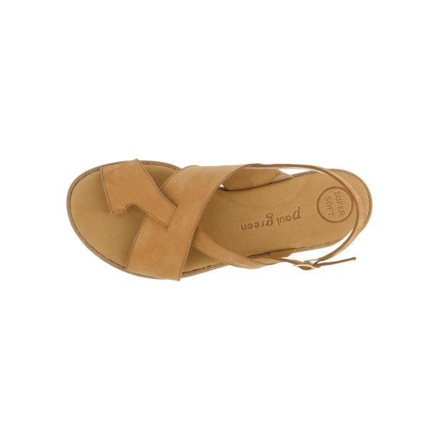 Paul Green - Flad sandal i varm brun med t�-rem - 6216