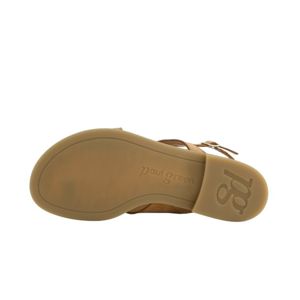 Paul Green - Flad sandal i varm brun med t�-rem - 6216