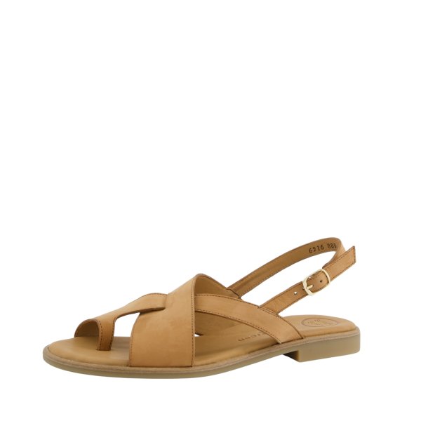 Paul Green - Flad sandal i varm brun med t�-rem - 6216