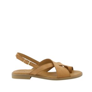 Paul Green - Flad sandal i varm brun med t�-rem - 6216