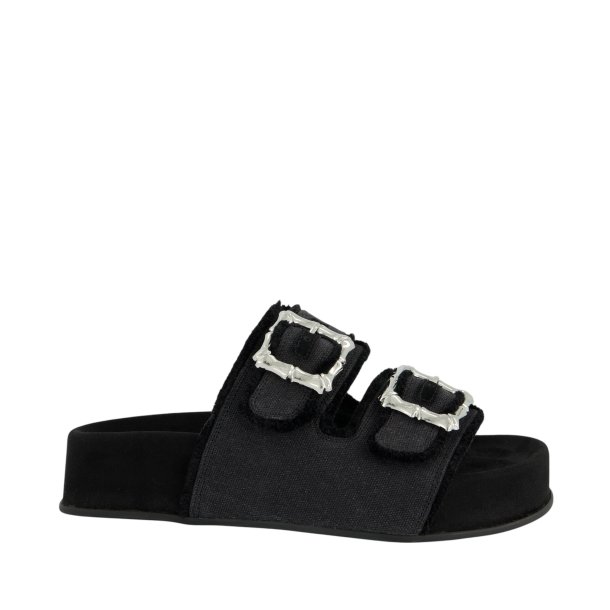 Paul Green - Slippers i sort med sp�nder og plateaus�l - 6221