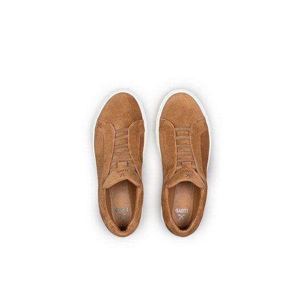 Lloyd - Sneakers i camel ruskind med elastik-sn�re - Metro