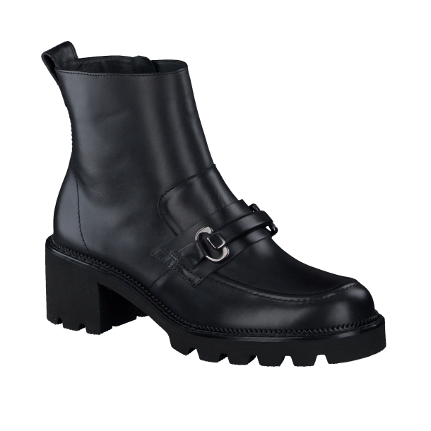 Paul Green - Støvlette i sort med spænde og kraftig hæl - 8093