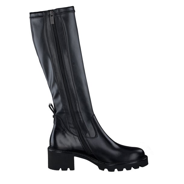 Paul Green - Stvle i sort skind med stretch i skaft - 8141