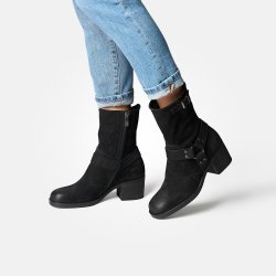 Paul Green - Biker i sort nubuck med hl - 8193