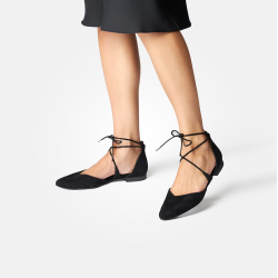 Paul Green - Flad sko i sort med snre - 1076