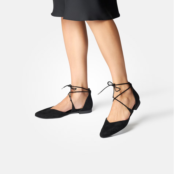 Paul Green - Flad sko i sort med snre - 1076