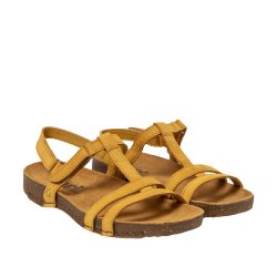 Art - Flad sandal i gul nubuck - 0946