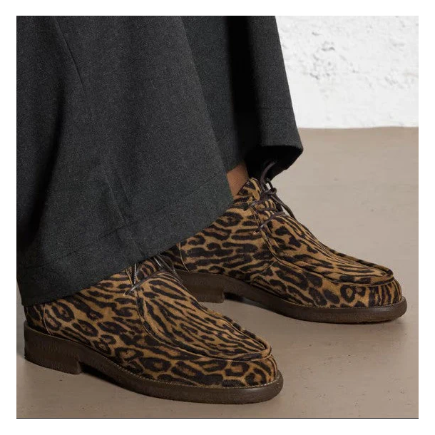 Billi BI - Ankelst�vle i leopard med sn�re og r�gummi - A7025