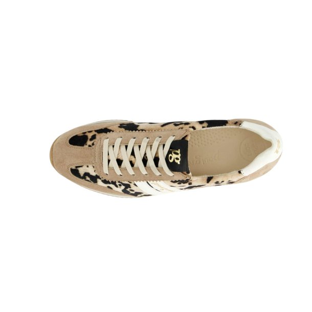 Paul Green - Sneakers med snre i sand og leopard - 5453